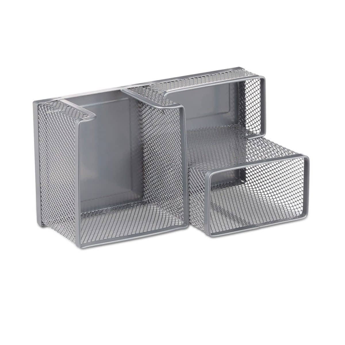 Organizator de birou, 3 compartimente, gri, 10 x 18,5 x 9,5 cm, Relaxdays - imagine 5