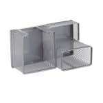 Organizator de birou, 3 compartimente, gri, 10 x 18,5 x 9,5 cm, Relaxdays - imagine 5