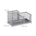 Organizator de birou, 3 compartimente, gri, 10 x 18,5 x 9,5 cm, Relaxdays - imagine 2