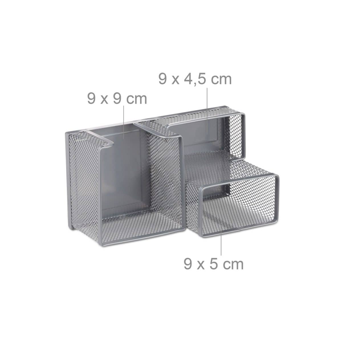 Organizator de birou, 3 compartimente, gri, 10 x 18,5 x 9,5 cm, Relaxdays - imagine 3