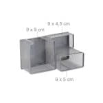 Organizator de birou, 3 compartimente, gri, 10 x 18,5 x 9,5 cm, Relaxdays - imagine 3