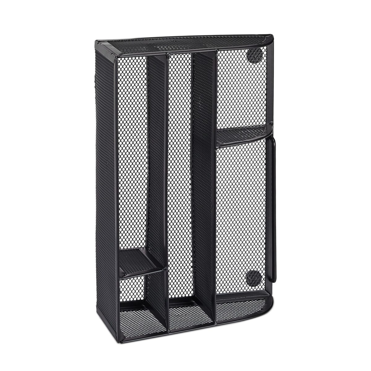 Organizator de birou, 5 compartimente, negru, 10,5 x 25,5 x 18 cm, Relaxdays - imagine 7