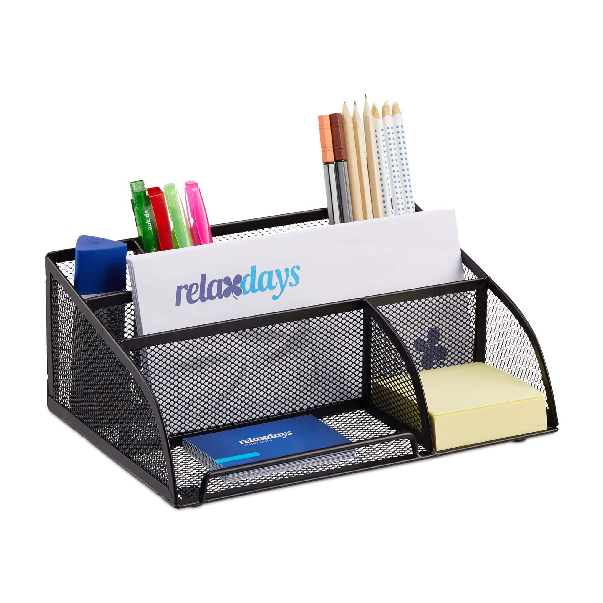 10022480_46_1_8bc6b08a26a2d718195d903c2dbadd32 Organizator de birou, 5 compartimente, negru, 10,5 x 25,5 x 18 cm, Relaxdays - imagine 1