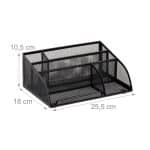 Organizator de birou, 5 compartimente, negru, 10,5 x 25,5 x 18 cm, Relaxdays - imagine 3
