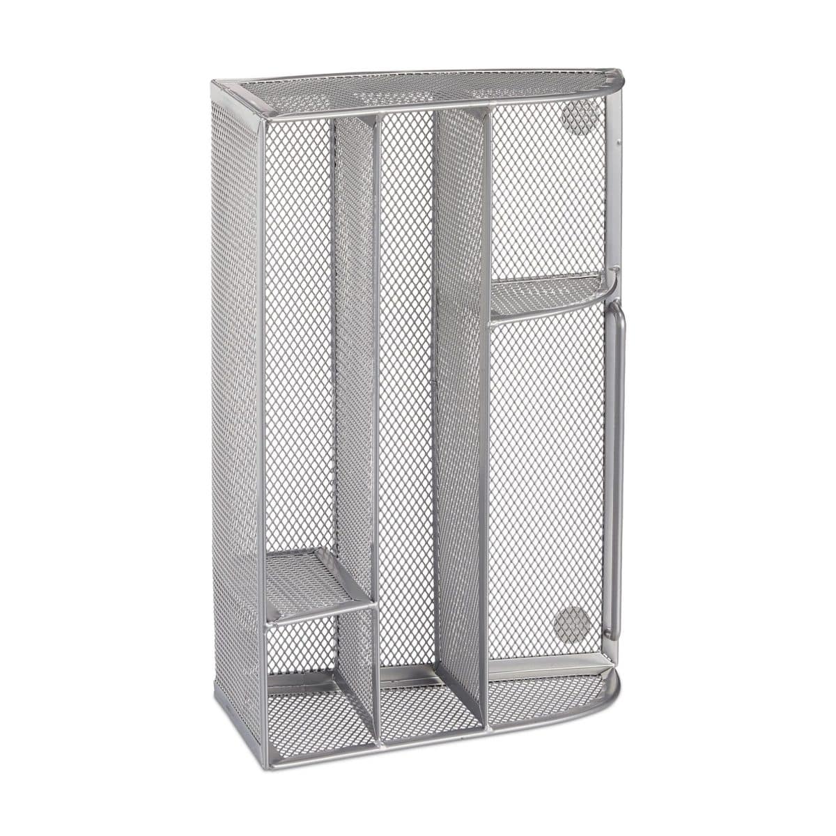 Organizator de birou, 5 compartimente, gri, 10,5 x 25,5 x 18 cm, Relaxdays - imagine 6