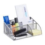 Organizator de birou, 5 compartimente, gri, 10,5 x 25,5 x 18 cm, Relaxdays