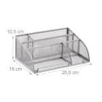 Organizator de birou, 5 compartimente, gri, 10,5 x 25,5 x 18 cm, Relaxdays - imagine 2