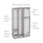 Organizator de birou, 5 compartimente, gri, 10,5 x 25,5 x 18 cm, Relaxdays - imagine 3