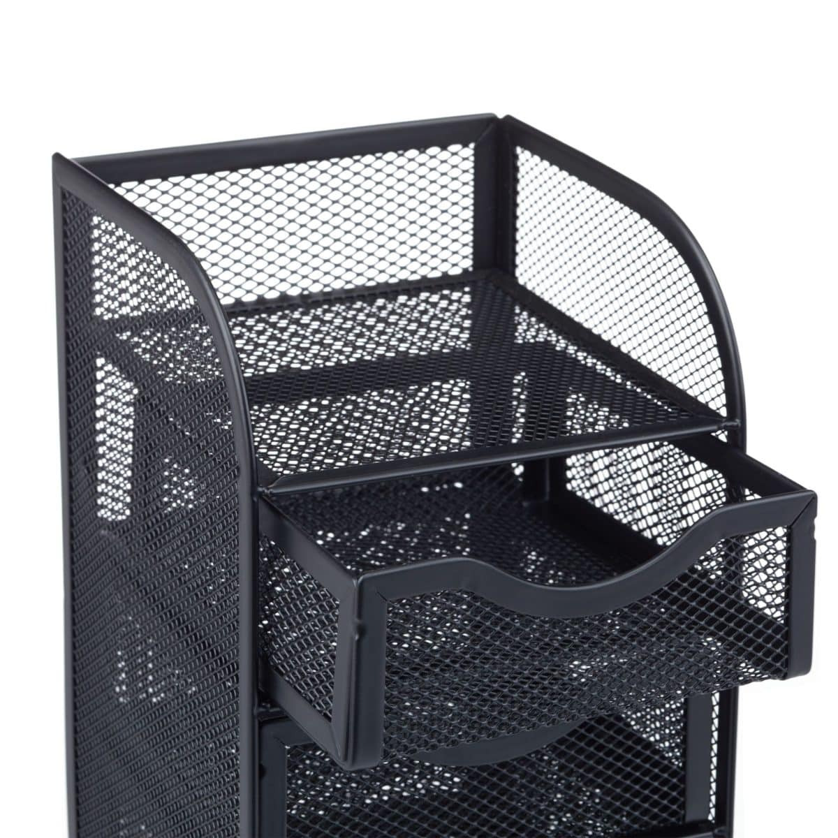Organizator de birou, un compartiment si 3 sertare, negru, 21 x 12,5 x 13 cm, Relaxdays - imagine 3