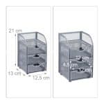 Organizator de birou, un compartiment si 3 sertare, gri, 21 x 12,5 x 13 cm, Relaxdays - imagine 3