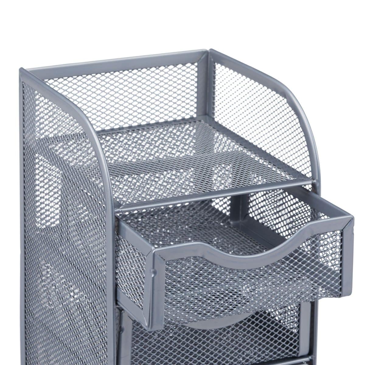 Organizator de birou, un compartiment si 3 sertare, gri, 21 x 12,5 x 13 cm, Relaxdays - imagine 4