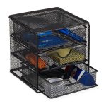 Organizator de birou, 3 sertare, negru, 17 x 16 x 17 cm, Relaxdays