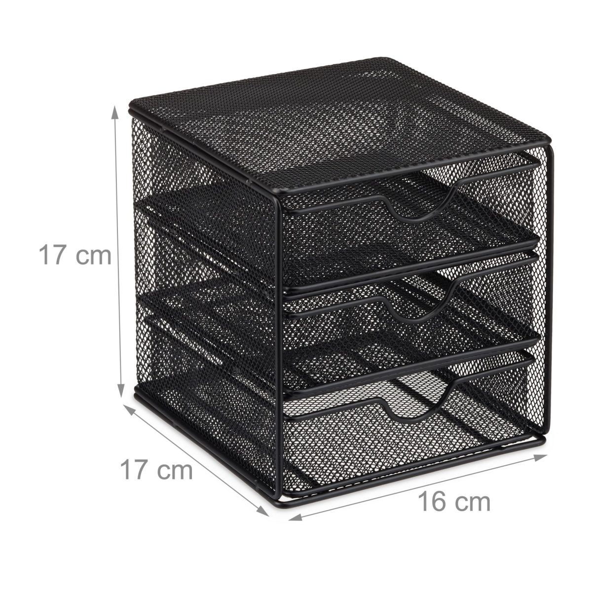 Organizator de birou, 3 sertare, negru, 17 x 16 x 17 cm, Relaxdays - imagine 3