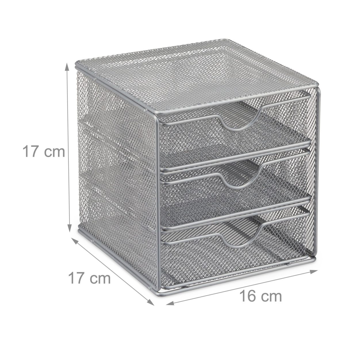 Organizator de birou, 3 sertare, gri, 17 x 16 x 17 cm, Relaxdays - imagine 3