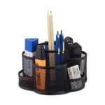 Organizator de birou, 7 compartimente, negru, 11 x 17,5 x 16,5 cm, Relaxdays