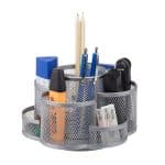 Organizator de birou, 7 compartimente, gri, 11 x 17,5 x 16,5 cm, Relaxdays
