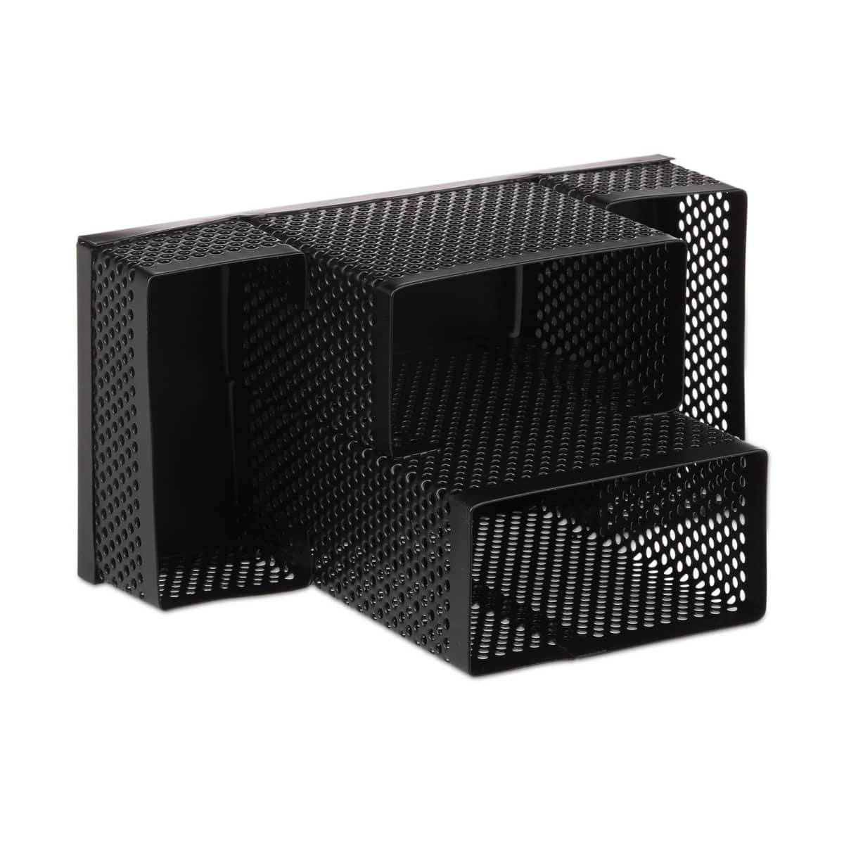 Organizator de birou, 4 compartimente, negru, 11 x 16 x 8 cm, Relaxdays - imagine 8