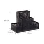 Organizator de birou, 4 compartimente, negru, 11 x 16 x 8 cm, Relaxdays - imagine 4