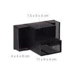 Organizator de birou, 4 compartimente, negru, 11 x 16 x 8 cm, Relaxdays - imagine 5