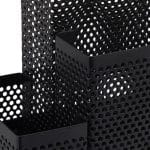 Organizator de birou, 4 compartimente, negru, 11 x 16 x 8 cm, Relaxdays - imagine 6
