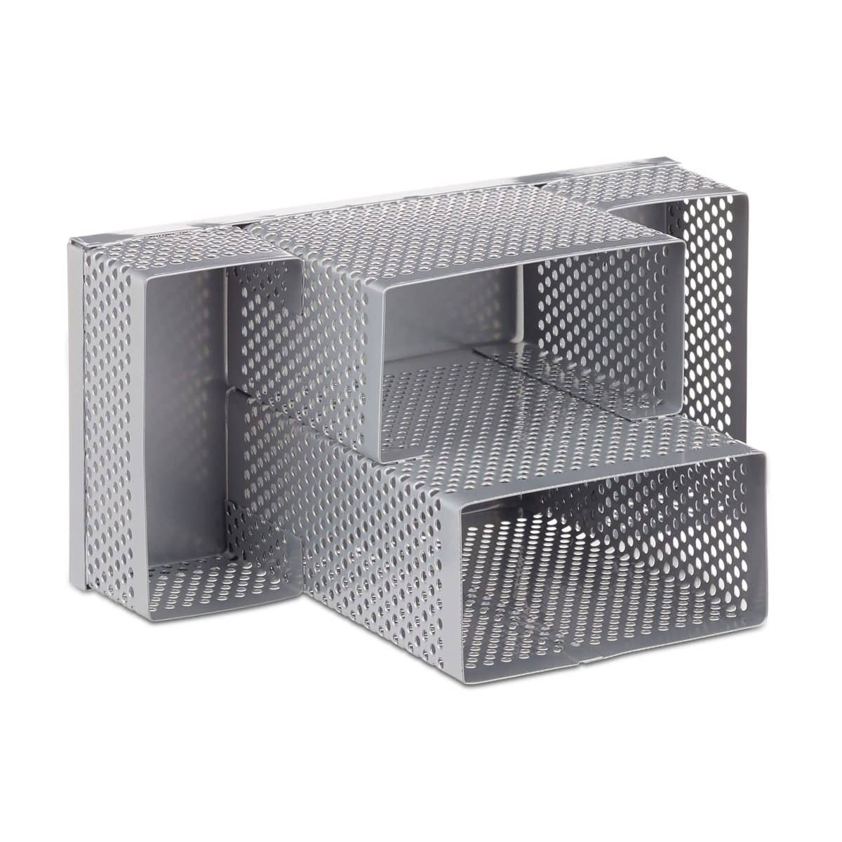 Organizator de birou, 4 compartimente, gri, 11 x 16 x 8 cm, Relaxdays - imagine 4
