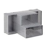Organizator de birou, 4 compartimente, gri, 11 x 16 x 8 cm, Relaxdays - imagine 4