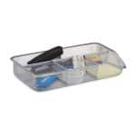 Organizator de birou/sertar, 4 compartimente, gri, 4,8 x 27,5 x 16 cm, Relaxdays