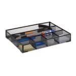 Organizator de birou/sertar, 6 compartimente, negru, 6 x 38 x 30 cm, Relaxdays