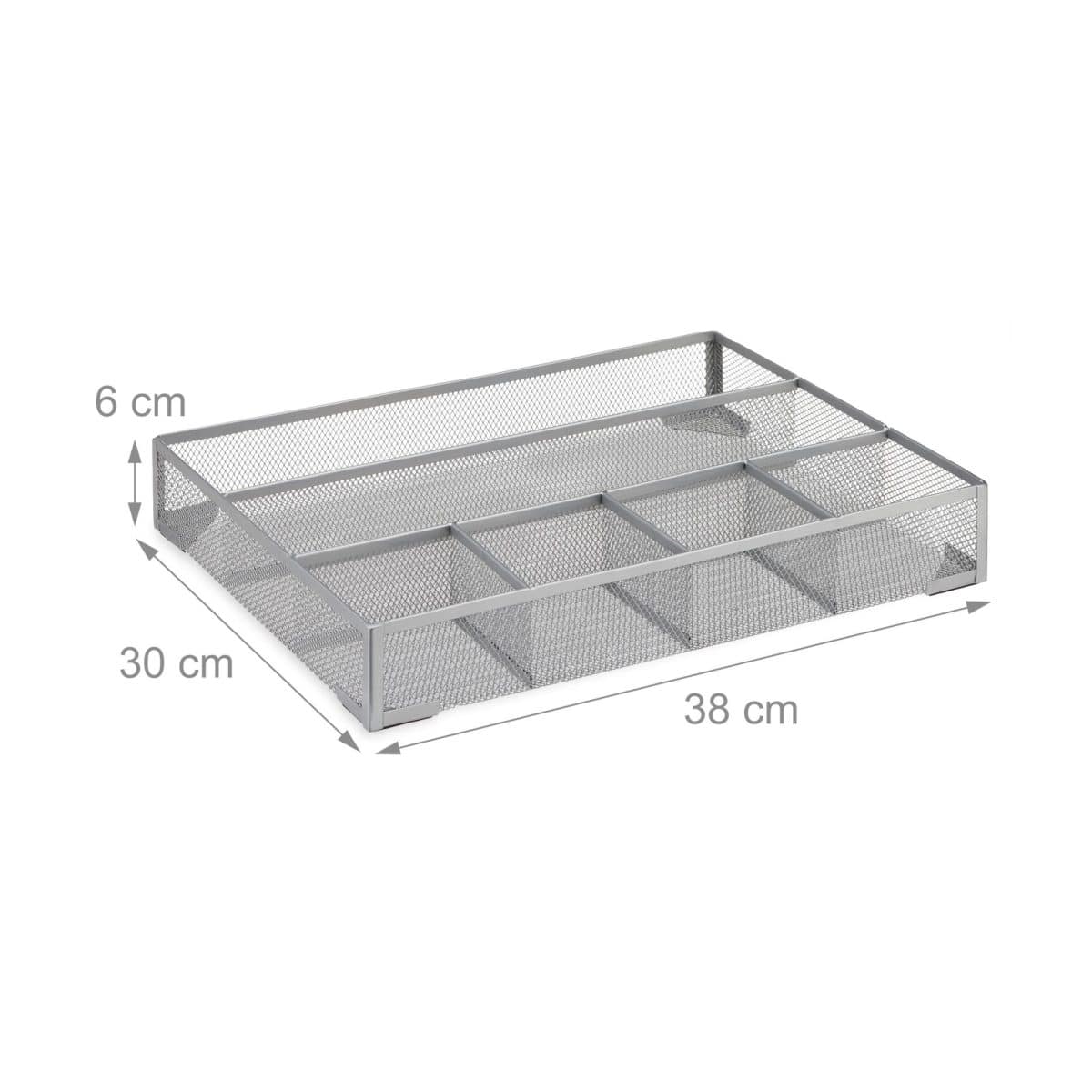 Organizator de birou/sertar, 6 compartimente, gri, 6 x 38 x 30 cm, Relaxdays - imagine 4