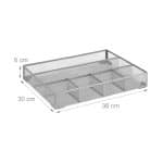 Organizator de birou/sertar, 6 compartimente, gri, 6 x 38 x 30 cm, Relaxdays - imagine 4
