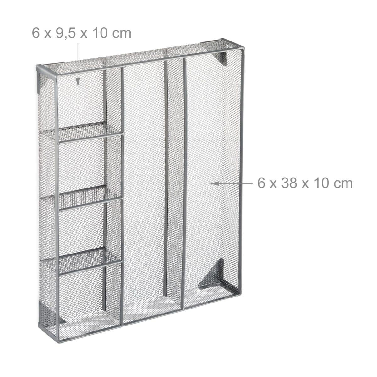 Organizator de birou/sertar, 6 compartimente, gri, 6 x 38 x 30 cm, Relaxdays - imagine 5