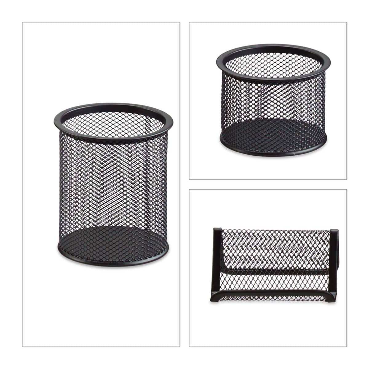 Set organizatoare de birou, 7 piese, negru, Relaxdays - imagine 9