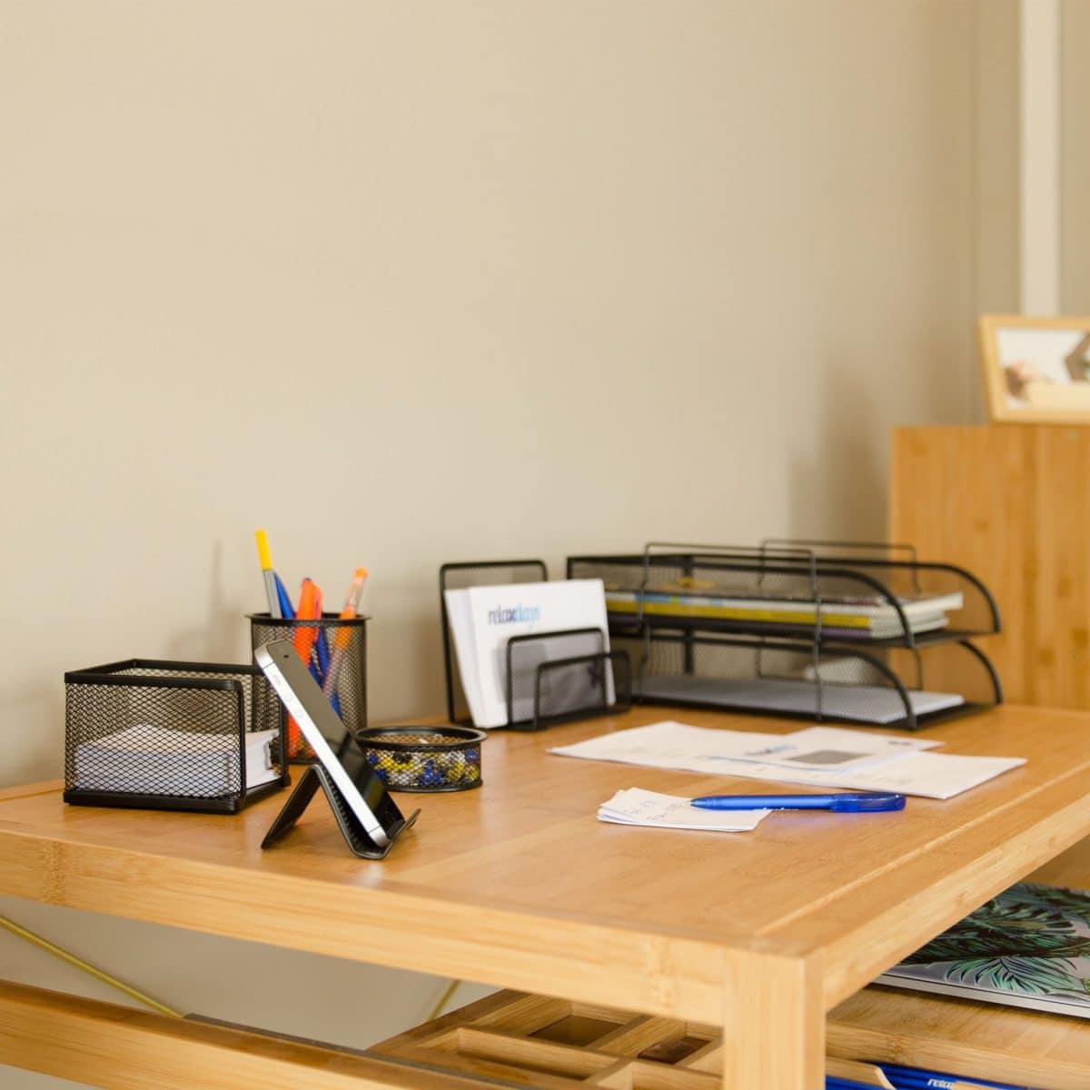 Set organizatoare de birou, 7 piese, negru, Relaxdays - imagine 2