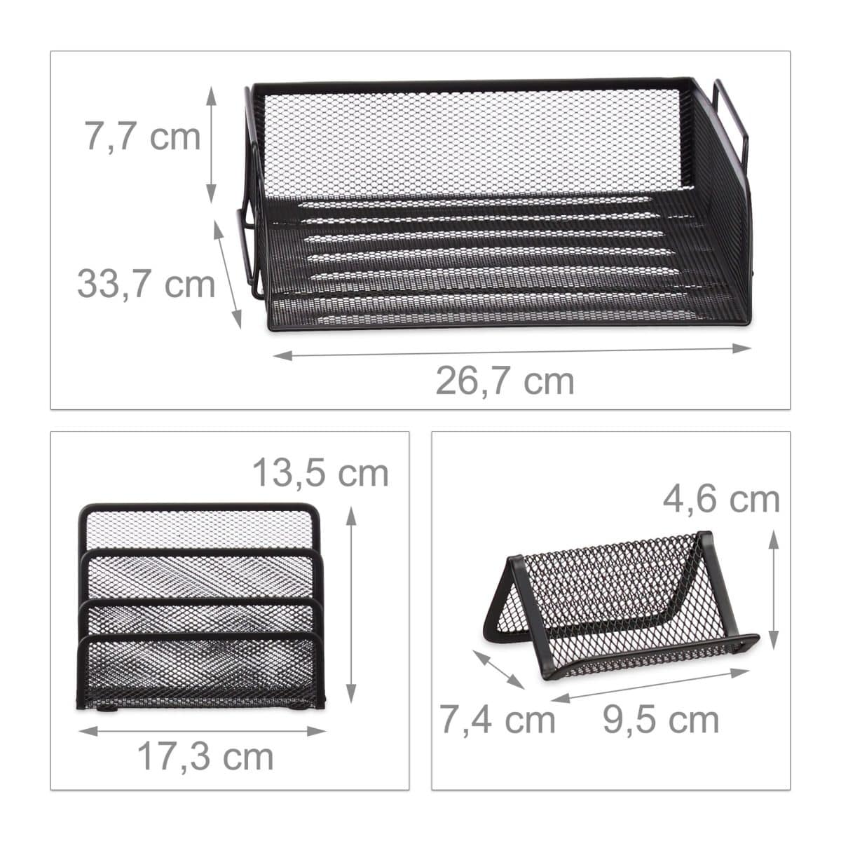Set organizatoare de birou, 7 piese, negru, Relaxdays - imagine 4