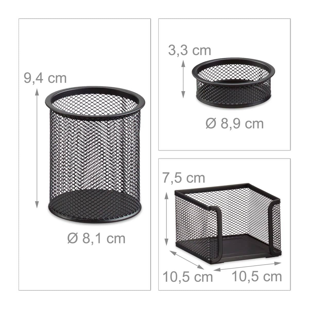 Set organizatoare de birou, 7 piese, negru, Relaxdays - imagine 5