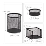 Set organizatoare de birou, 7 piese, negru, Relaxdays - imagine 5