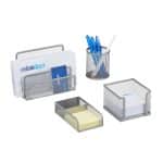 Set organizatoare de birou, 4 piese, gri, Relaxdays