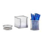 Set organizatoare de birou, 3 piese, gri, Relaxdays