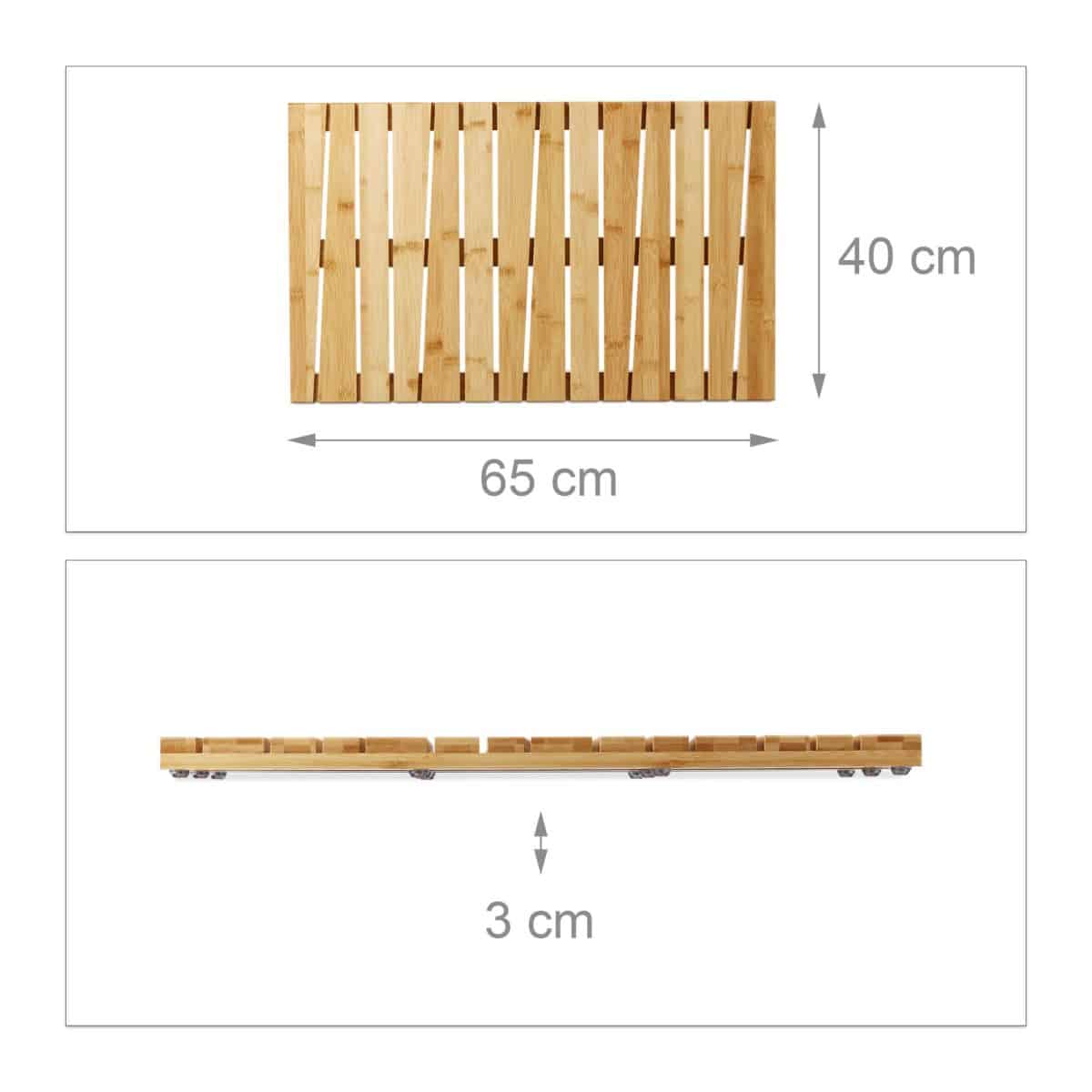 Covoras de baie din bambus, natur, 3 x 65 x 40 cm - imagine 4