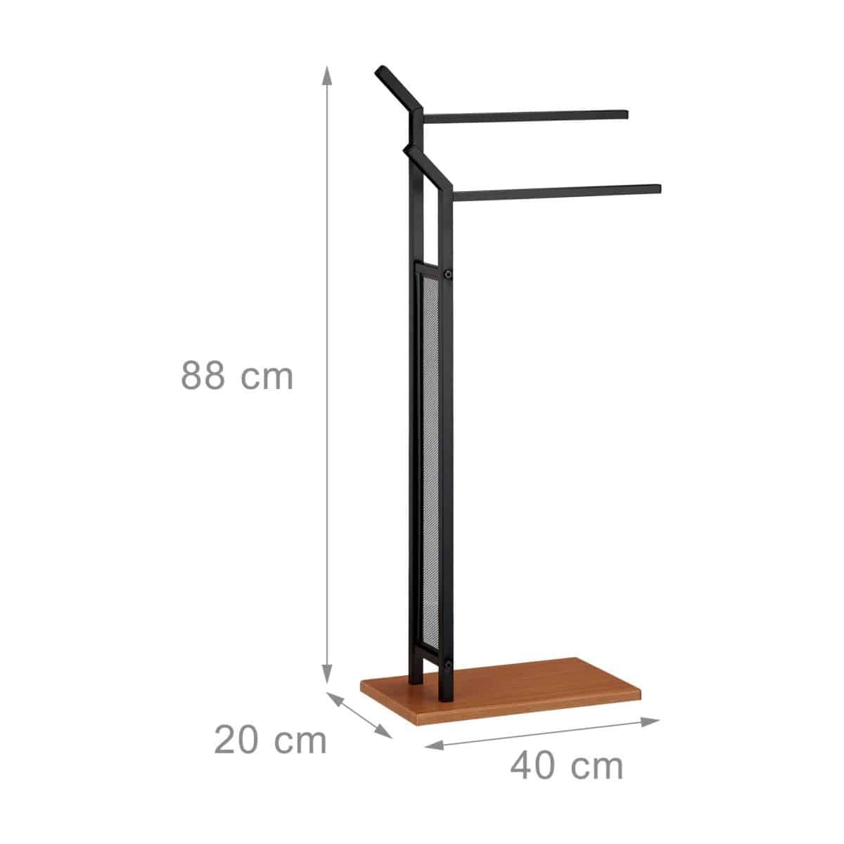 Suport pentru prosoape cu 2 brate, negru, otel/MDF - imagine 4