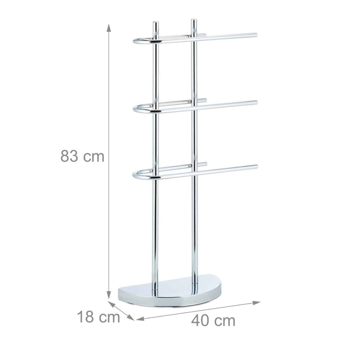 Suport prosoape din otel cromat, 3 sine, argintiu, 83 x 40 x 18 cm - imagine 4
