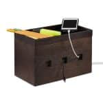 Organizator de cabluri, cutie din bambus, 16,5 x 25,5 x 14 cm, maro, Relaxdays