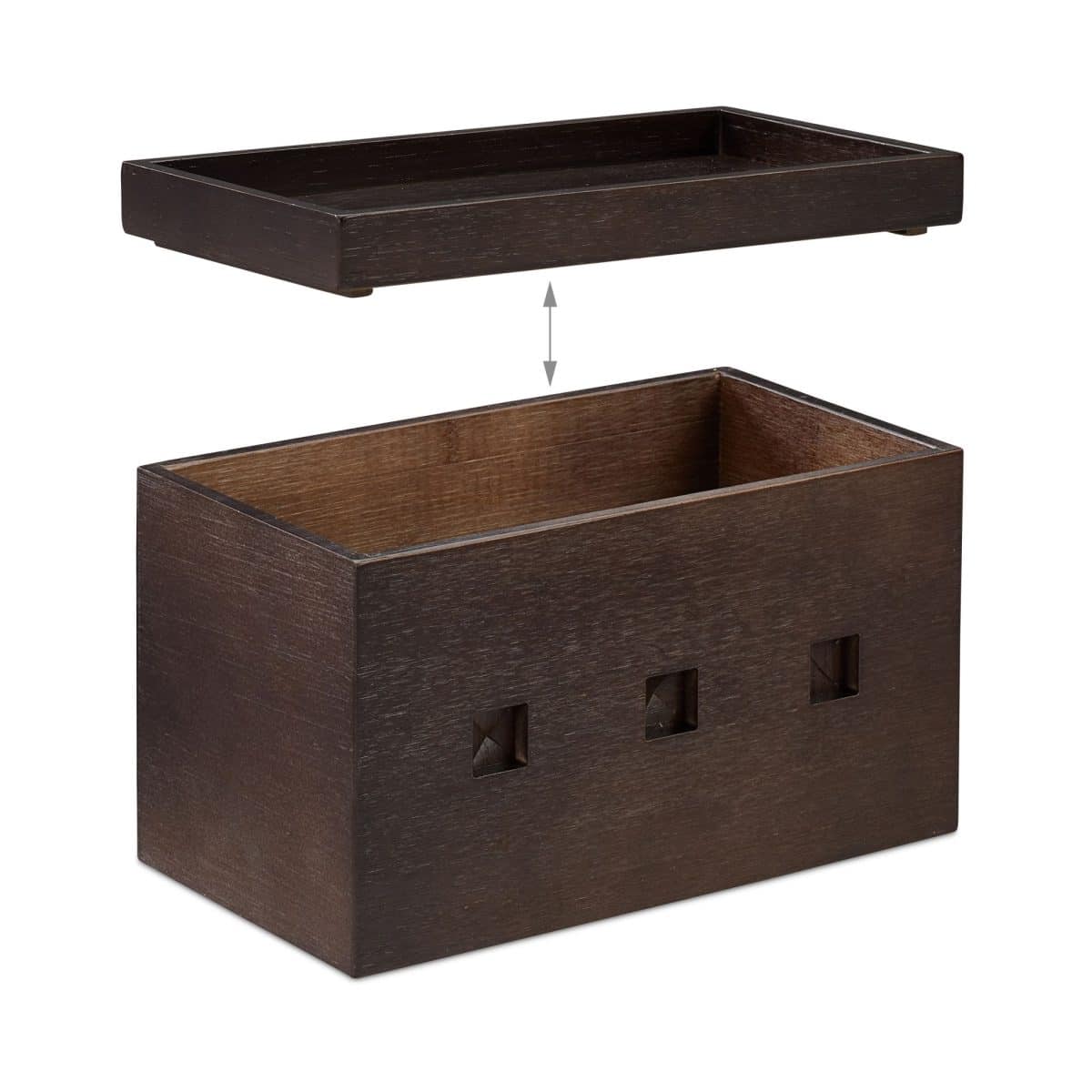 Organizator de cabluri, cutie din bambus, 16,5 x 25,5 x 14 cm, maro, Relaxdays - imagine 6