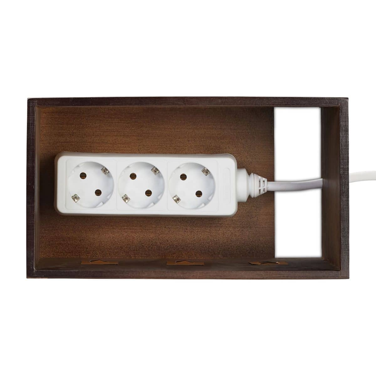 Organizator de cabluri, cutie din bambus, 16,5 x 25,5 x 14 cm, maro, Relaxdays - imagine 7
