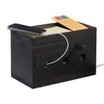 Organizator de cabluri, cutie din bambus, 16,5 x 25,5 x 14 cm, negru, Relaxdays