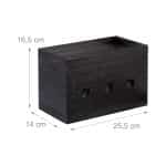 Organizator de cabluri, cutie din bambus, 16,5 x 25,5 x 14 cm, negru, Relaxdays - imagine 4