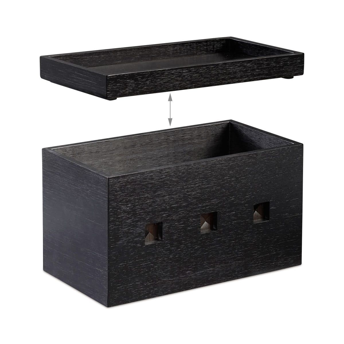 Organizator de cabluri, cutie din bambus, 16,5 x 25,5 x 14 cm, negru, Relaxdays - imagine 6