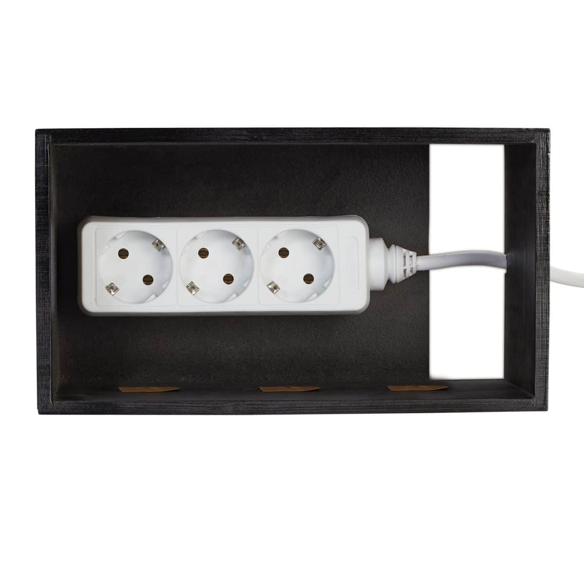 Organizator de cabluri, cutie din bambus, 16,5 x 25,5 x 14 cm, negru, Relaxdays - imagine 7
