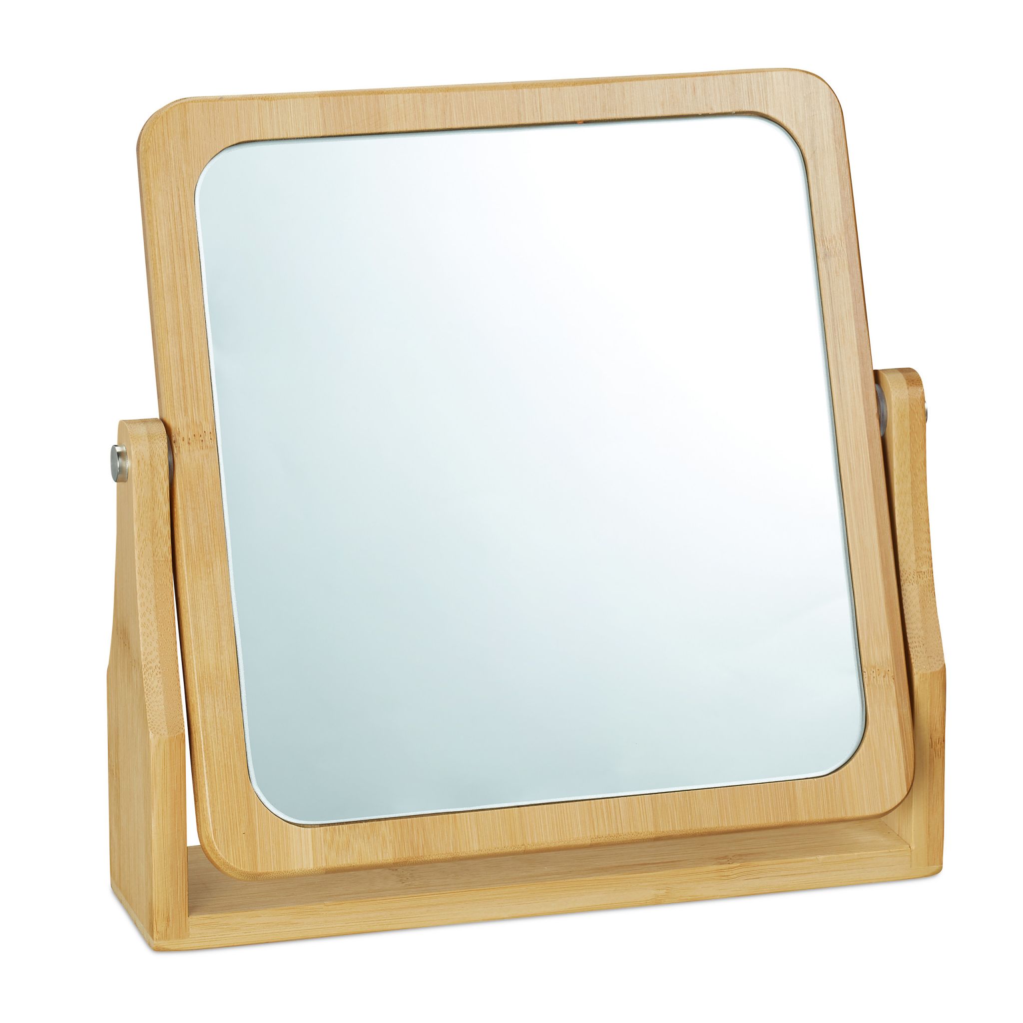 10026127_0_1_a8624a5c79843b75ec1f8da4bbf93b08 Oglinda cosmetica, rotire 360°, cadru din bambus, 27 x 26,5 x 7 cm - imagine 1