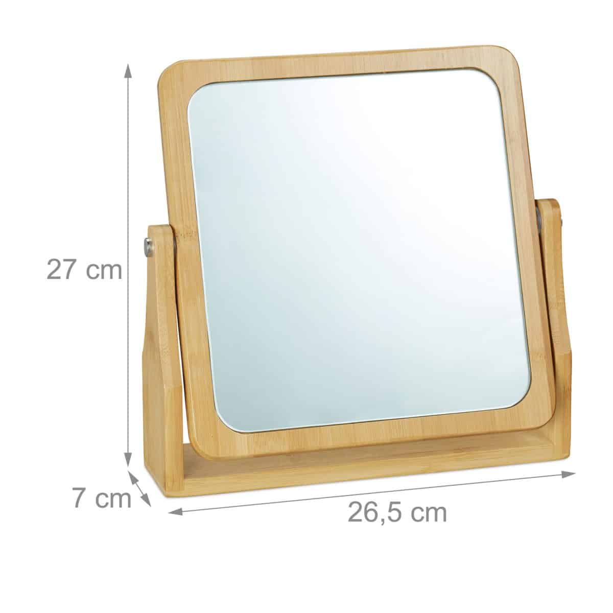 Oglinda cosmetica, rotire 360°, cadru din bambus,  27 x 26,5 x 7 cm - imagine 4